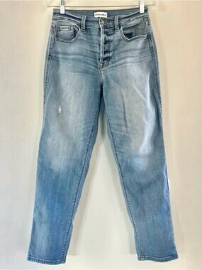Studio Blue Women’s Size 27 High Rise Straight Leg Jeans Medium Wash Distressed